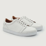 Carter Runn White Leather Sneakers For Men in Tan Full-Grain Leather - Lateral Side Profile View | Buy Online