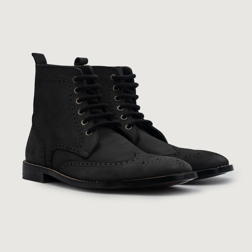 Duster Brogues Derby Черная Nubuck Leather Boots мужская