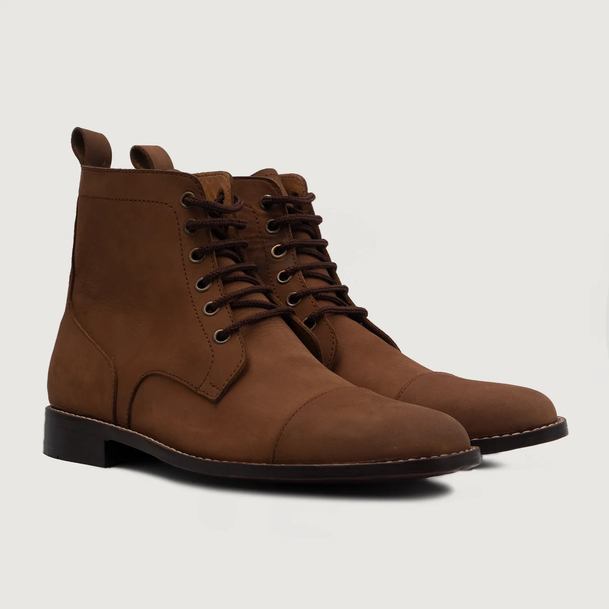 Knight Derby Brown Leather Boots For Men in Brown Full-Grain Leather - Вид сбоку | Купить в официальном онлайн-магазине