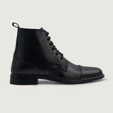 Black Full-Grain leather Boots - Goodyear Welt Construction & Front Toe Box Detail