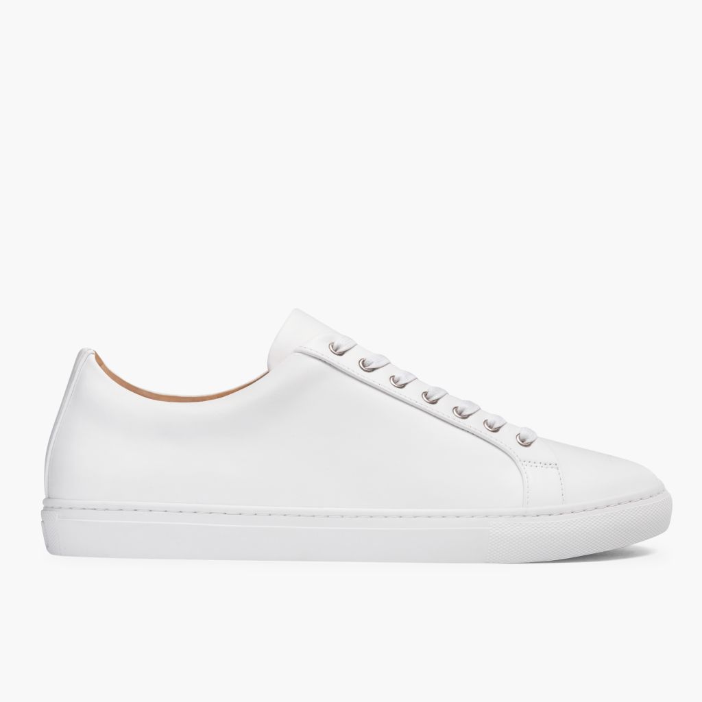 White Full-Grain leather Sneakers - Рантовая конструкция Goodyear Welt и носок обуви