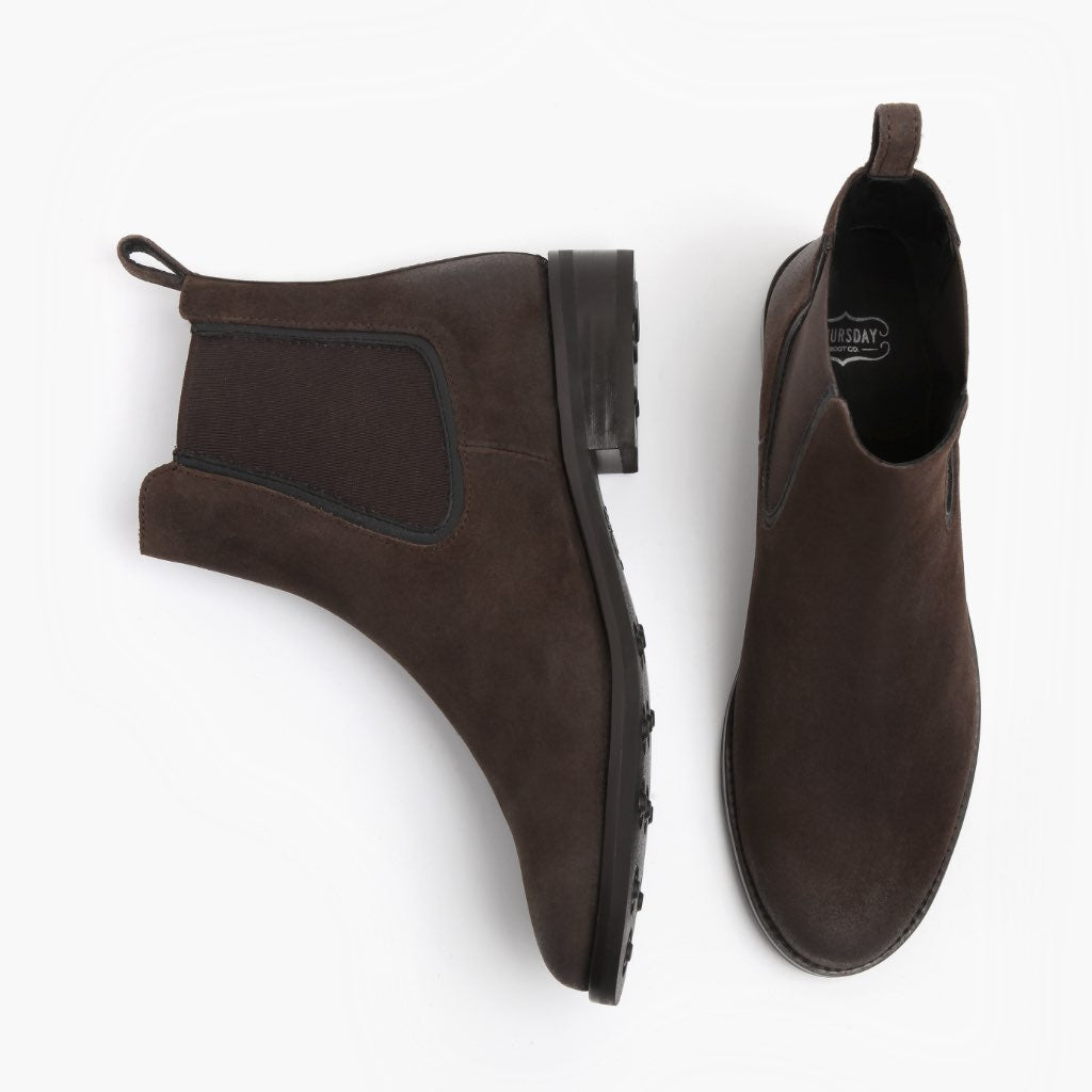 Duchess Dark Коричневый Suede Кожаные ботинки для Женщин - Усиленный задник и точная двойная строчка
