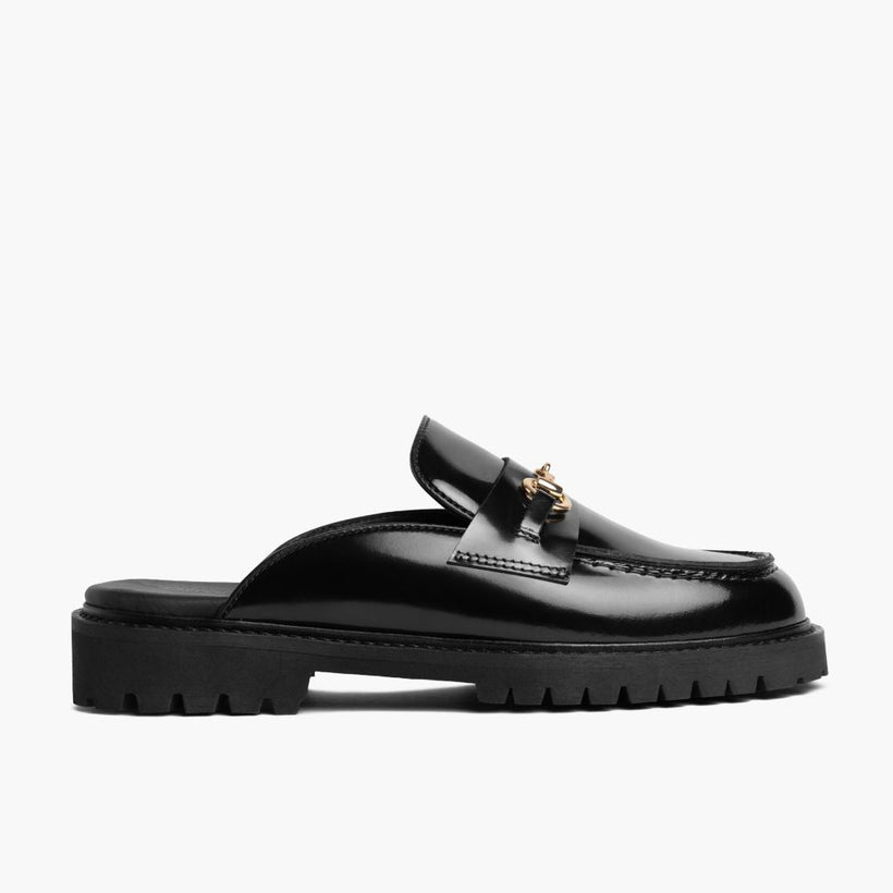 Penny Mule Черная & Gold Leather Loafers женская