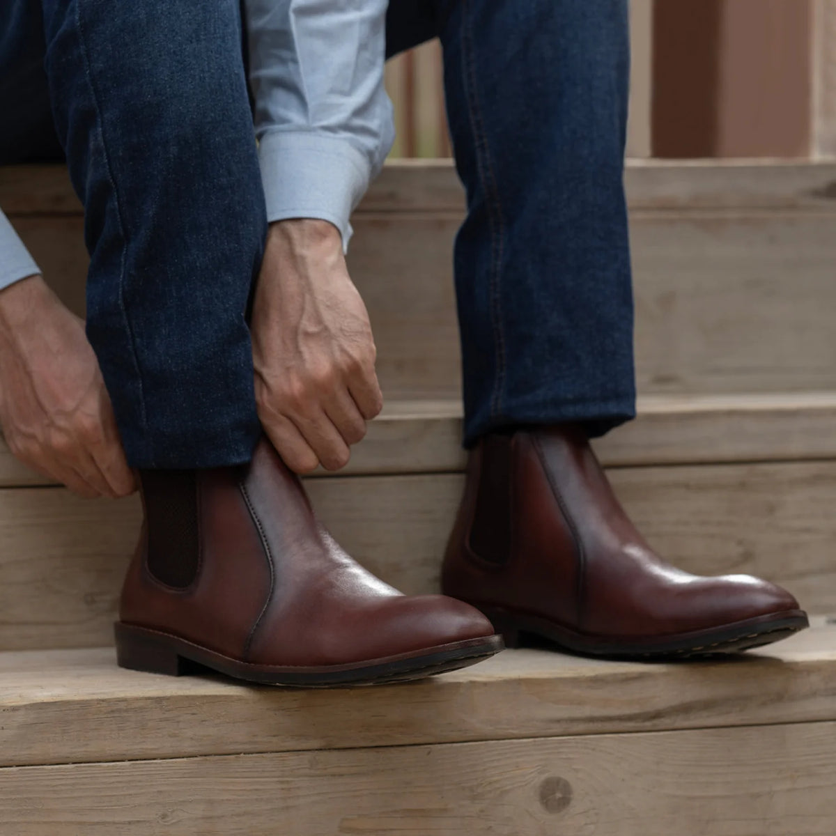 Orlaven Clarkson Chelsea Коричневый Burnished Кожаные ботинки - StudGuard для Мужчин footwear image 10