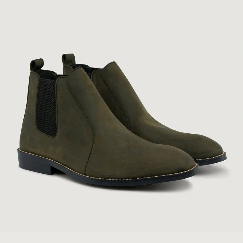 Clarkson Chelsea Olive Pullup Leather Boots - StudGuard мужская