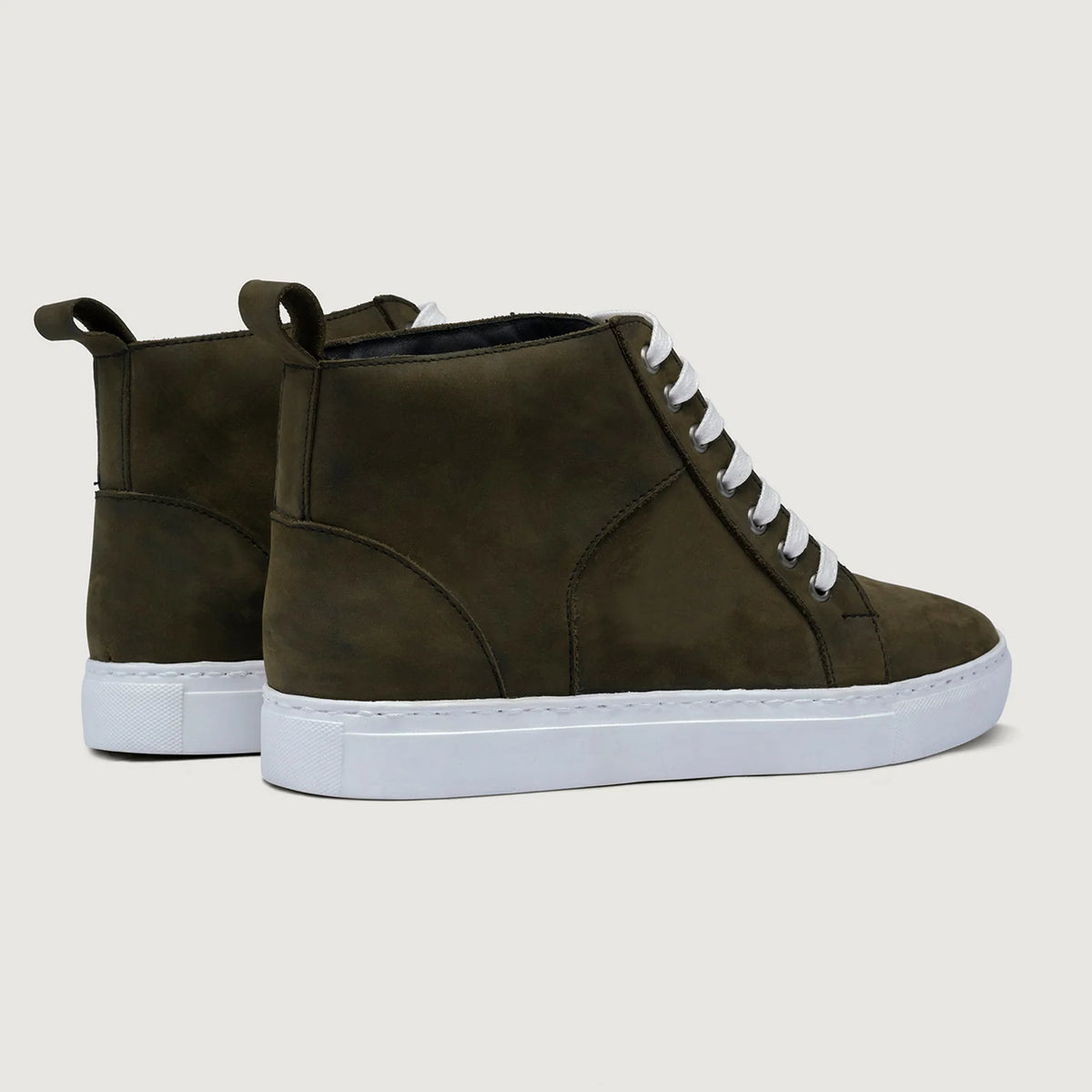 Marty High Top Olive Pullup Кожаные кеды для Мужчин For Men - Усиленный задник и точная двойная строчка