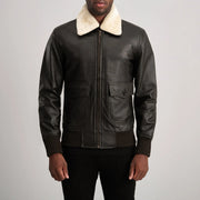 
Крупный план деталей of Shirt with Removable Fur & Zipper Hardware on Airin G-1 Коричневый & Cream Кожаный бомбер для Мужчин