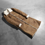 
Open Hem & Hem Craftsmanship Construction Detail on Alina Shearling Коричневый Кожаное пальто для Женщин