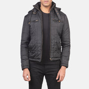 
Alps Стеганый Черный Hooded Windbreaker Кожаная куртка для Мужчин - Вид спереди и приталенный силуэт | Купить в официальном онлайн-магазине