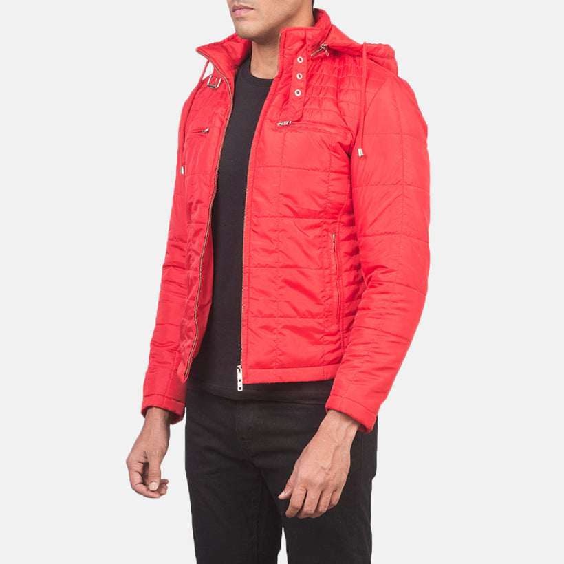 Alps Quilted Красная Hooded Windbreaker Кожаная куртка мужская
