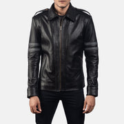 
Armstrong Черный Кожаная куртка-косуха для Мужчин in Black Cowhide Leather - Вид спереди и приталенный силуэт | Купить в официальном онлайн-магазине