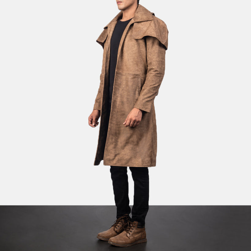 Army Коричневая Leather Duster мужская