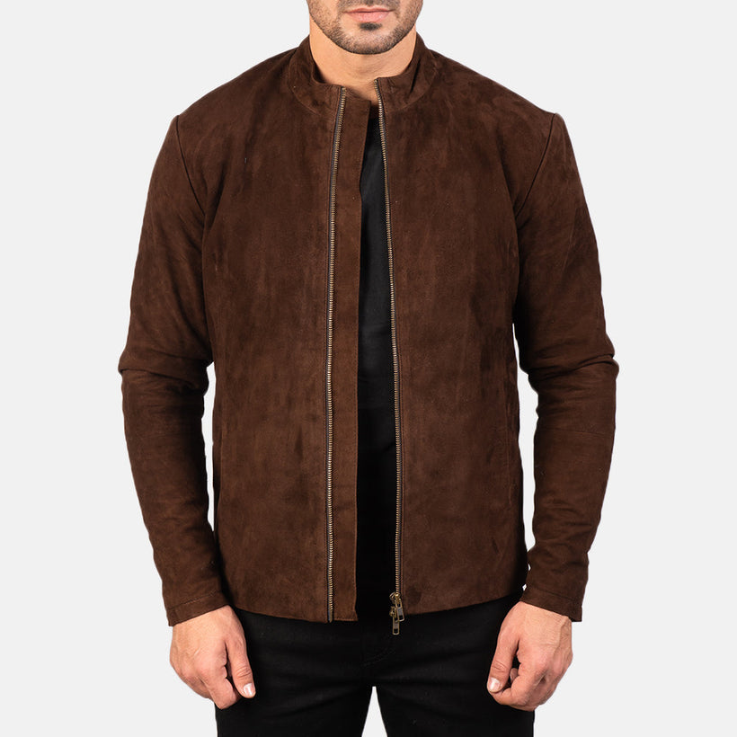 Charcoal Mocha Suede Кожаная куртка-косуха для Мужчин