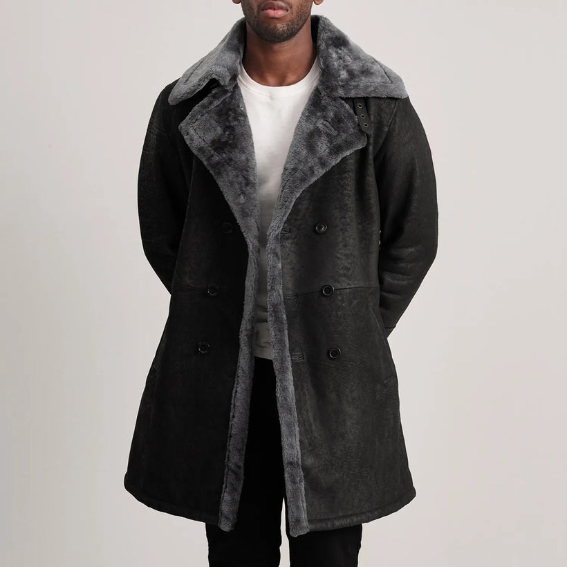 Charles Кожаное пальто Коричневый Shearling Кожаное пальто для Мужчин