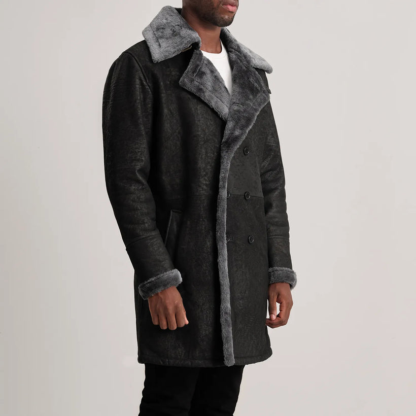 Charles Кожаное пальто Коричневый Shearling Кожаное пальто для Мужчин