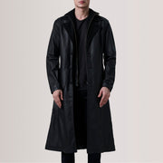 
Charlton Черный Leather Single Breasted Кожаное пальто для Мужчин - Вид спереди и приталенный силуэт | Купить в официальном онлайн-магазине