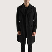 
Крупный план деталей of Notch & Button Hardware on Claud Black Wool Double Breasted Coat