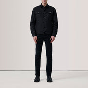 
Black Waxed Cotton Canvas Leather Jacket - Вид сзади, подчеркивающий посадку по плечам и ровный край