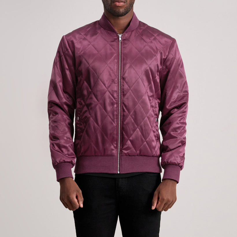 Danson Стеганый Бордовый Varsity Кожаная куртка для Мужчин