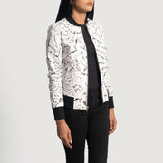 
White Sheepskin Dip &Amp; Dye Bomber Jacket - Вид сзади, подчеркивающий посадку по плечам и ровный край