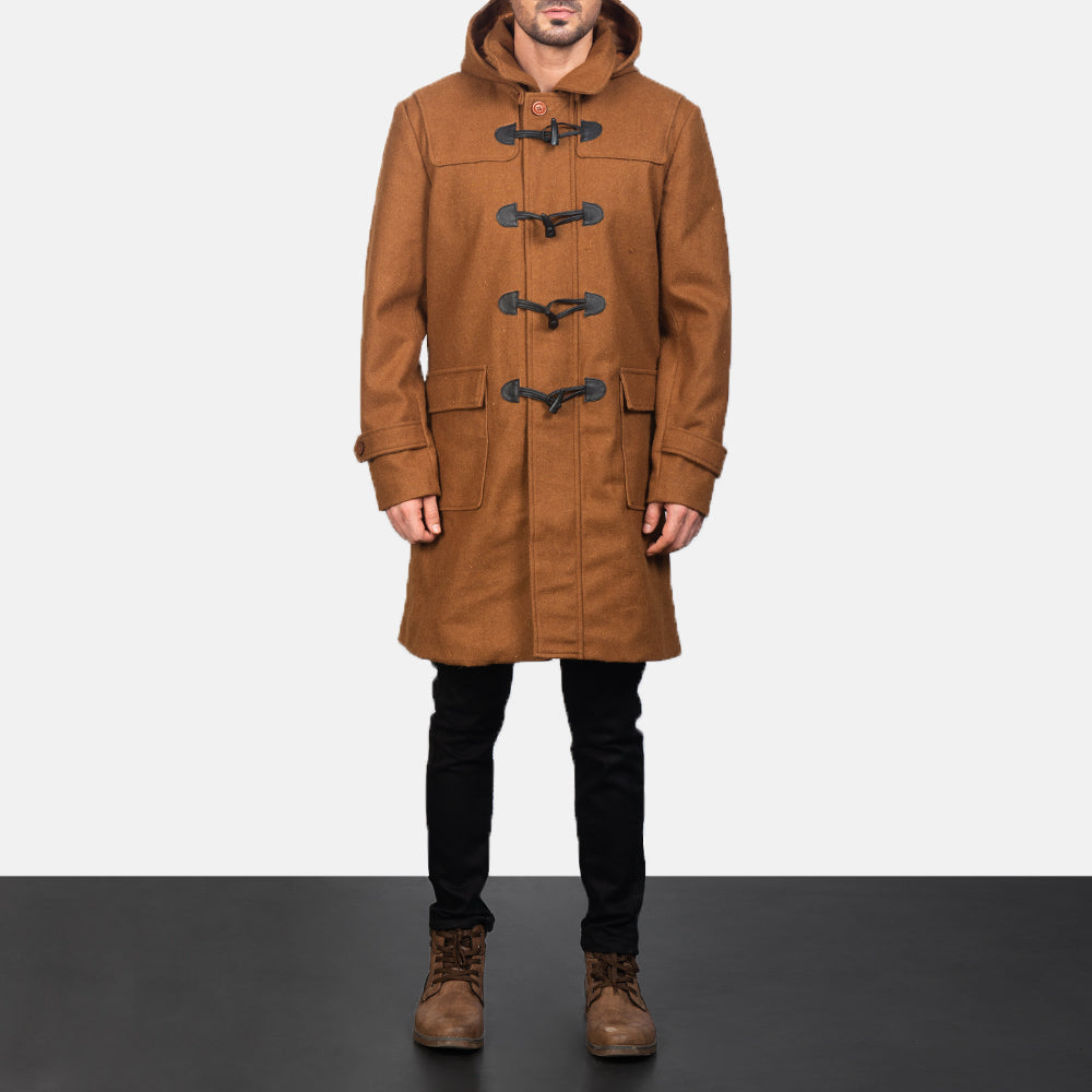 
Крупный план деталей of Shirt with Removable Hood & Toggle Buttons with Placket & Zipper Hardware on Drake Khaki Wool Duffle Coat