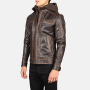 
Vintage Brown Goatskin Leather Biker Jacket - Вид сзади, подчеркивающий посадку по плечам и ровный край