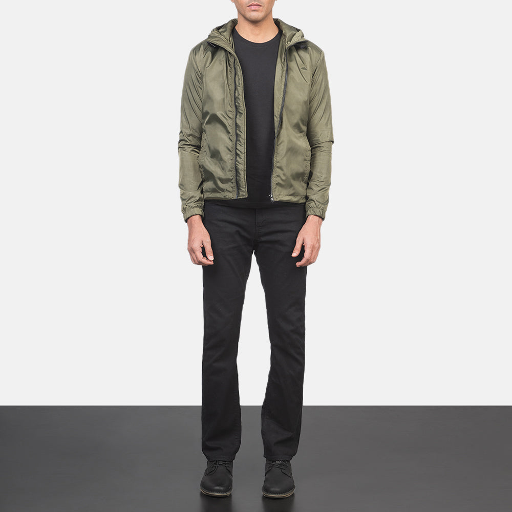 Jimmy Green Hooded Windbreaker Jacket - Вид сбоку, демонстрирующий эргономичный крой рукава
