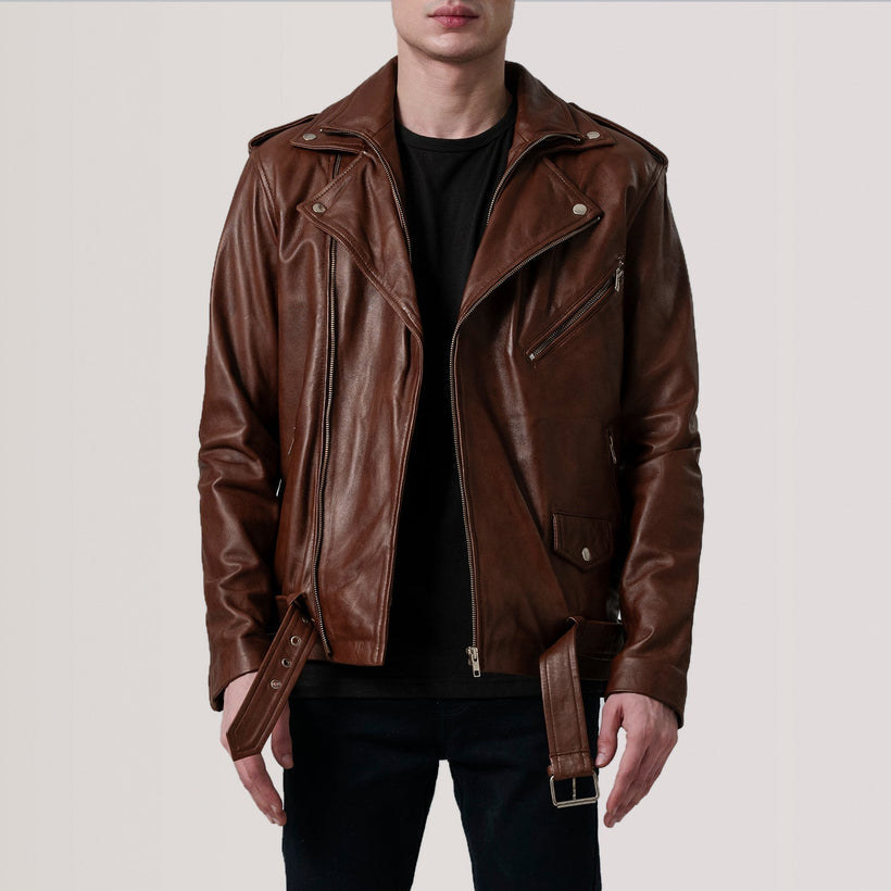 Kole Waxed Коричневый Leather Double Rider Кожаная куртка для Мужчин