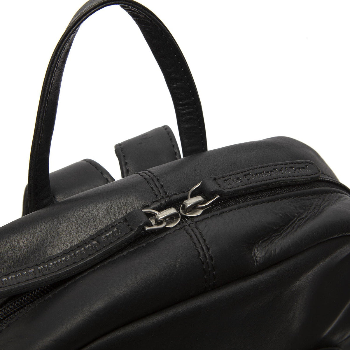Solid Antique Brass Hardware &amp; Heavy-Duty Dual Zipper Detail on Santana Full-Grain Leather Backpack