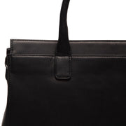 Solid Antique Brass Hardware &amp; Heavy-Duty Dual Zipper Detail on Rivera Full-Grain Leather Laptop Bag