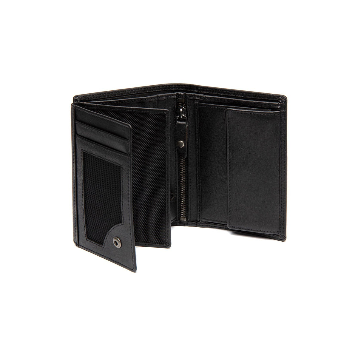 
Solid Antique Brass Hardware & Heavy-Duty Dual Zipper Detail on Leroy Кожаное портмоне