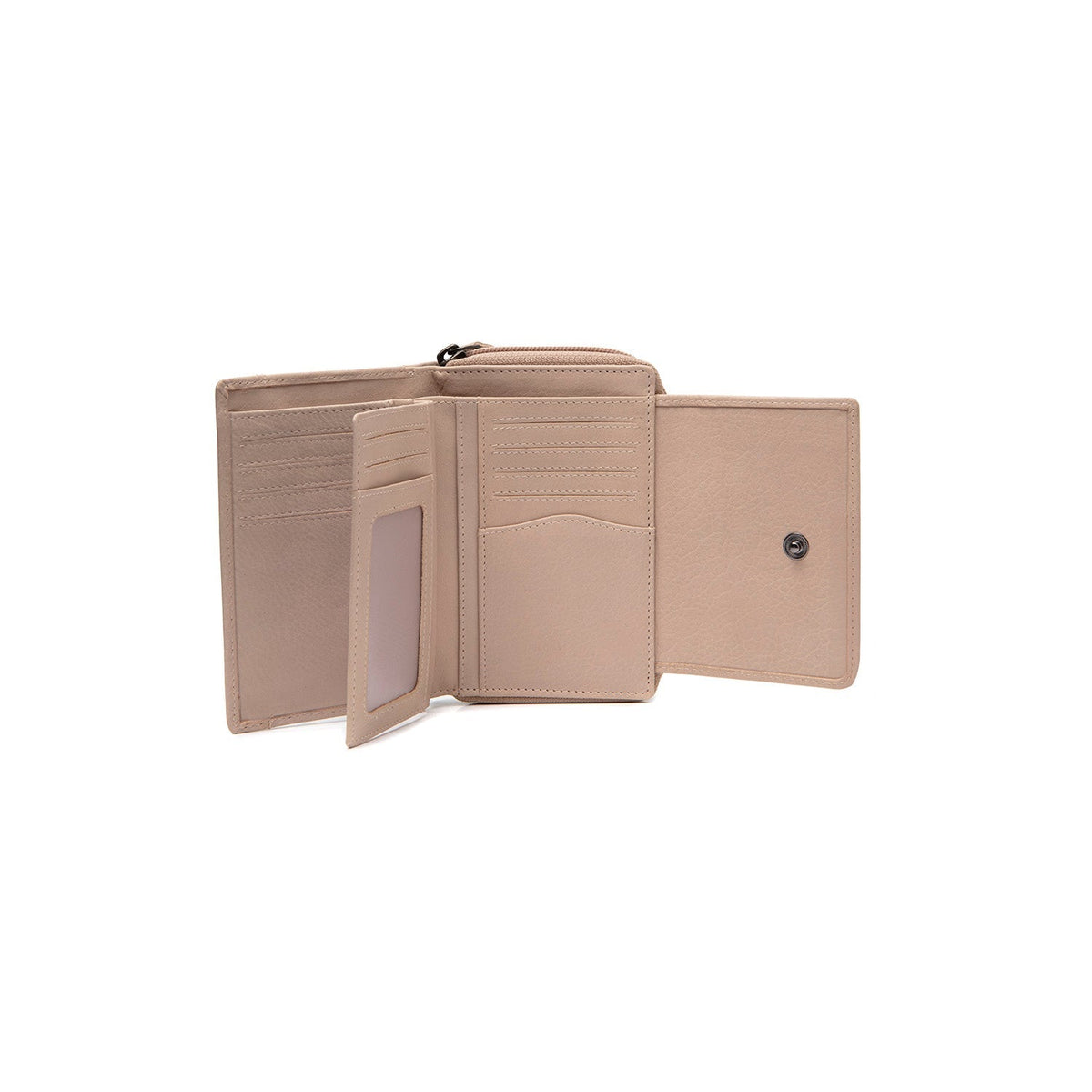 
Solid Antique Brass Hardware & Heavy-Duty Dual Zipper Detail on Orveta Кожаное портмоне