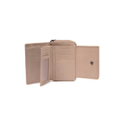 
Solid Antique Brass Hardware & Heavy-Duty Dual Zipper Detail on Orveta Кожаное портмоне