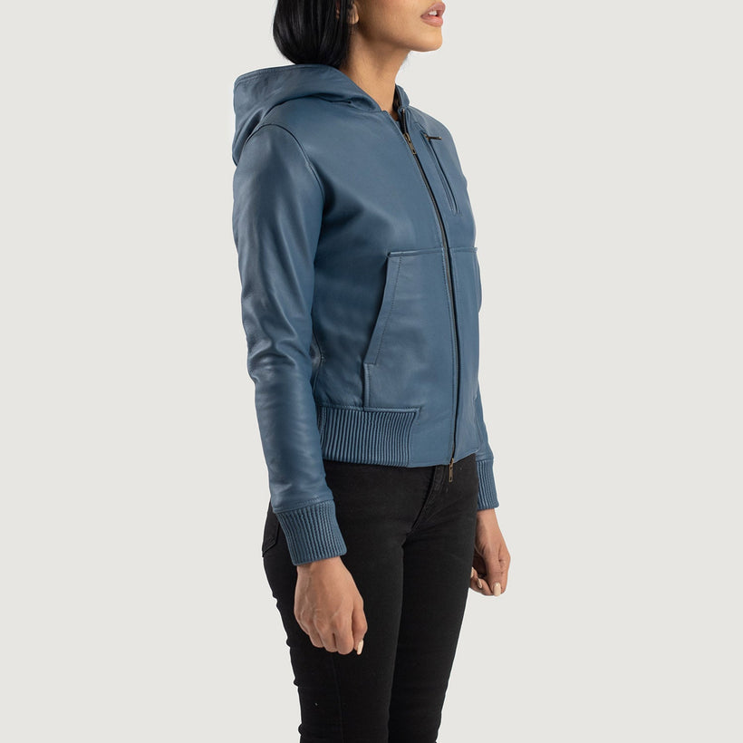 Luna Hooded Кожаный бомбер для Женщин