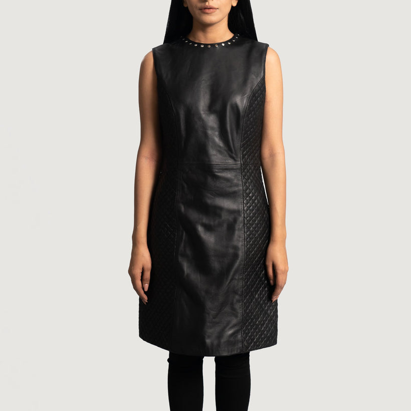 Luxe Черная Leather Dress женская