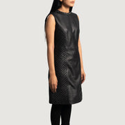 
Black Sheepskin leather Coat - Вид сзади, подчеркивающий посадку по плечам и ровный край