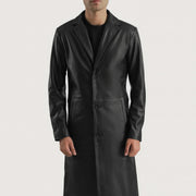 
Крупный план деталей of Notch & Button Hardware on Mateo Black Leather Single Breasted Coat