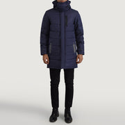 
Moore Синий Hooded Parka для Мужчин - Вид сбоку, демонстрирующий эргономичный крой рукава
