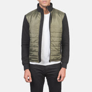 
Nashville Стеганый Оливковый Windbreaker Кожаная куртка для Мужчин in Green & Black Nylon (Torso) &Amp; Knitted Fabric (Sleeves) - Вид спереди и приталенный силуэт | Купить в официальном онлайн-магазине
