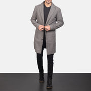 
Petrillo Grey Wool Single Breasted Кожаное пальто для Мужчин in Grey Synthetic Wool - Вид спереди и приталенный силуэт | Купить в официальном онлайн-магазине