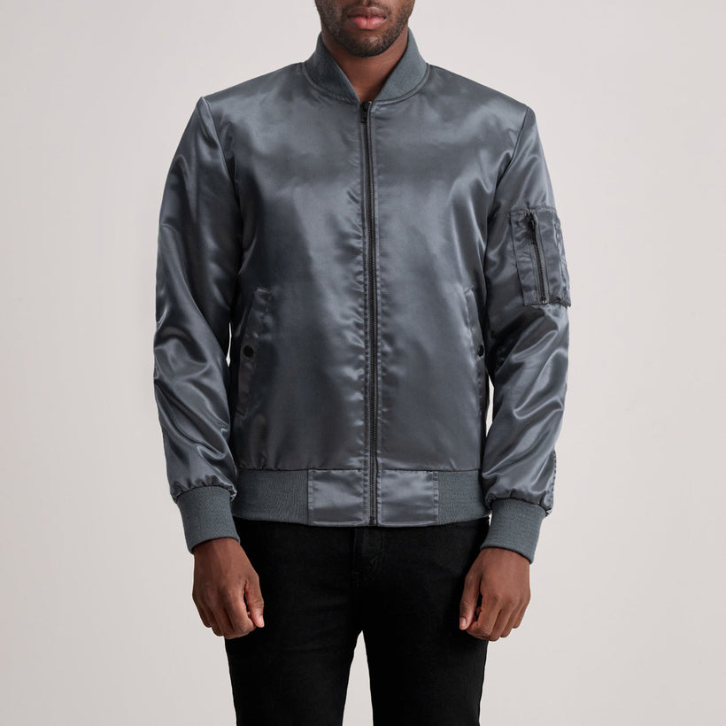Quinton MA-1 Grey Кожаный бомбер мужская