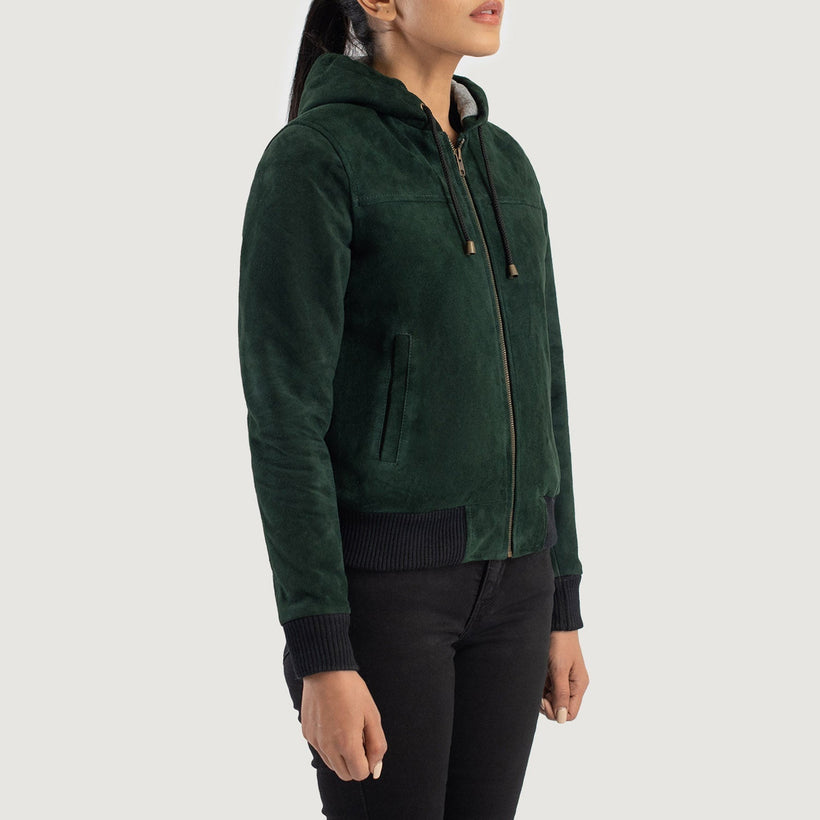Rebella Hooded Кожаный бомбер для Женщин