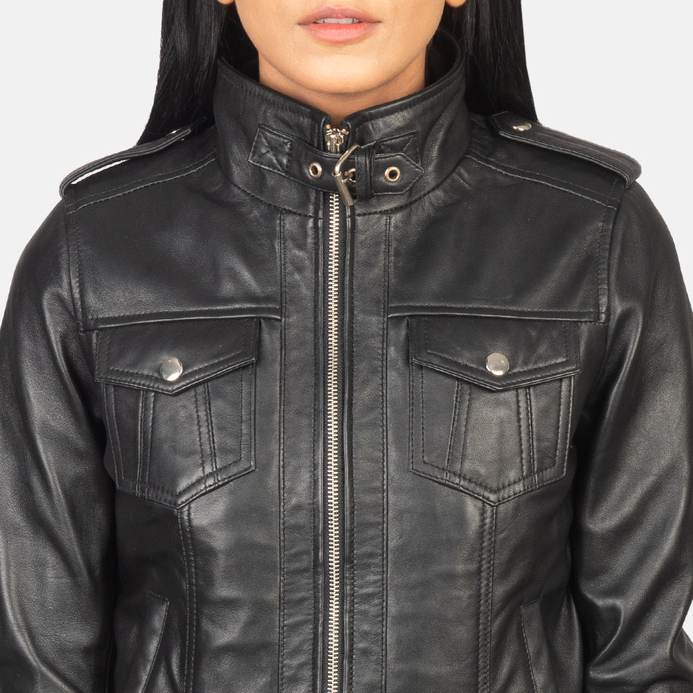 
Roslyn Hooded Кожаный бомбер для Женщин – alternate product view 6