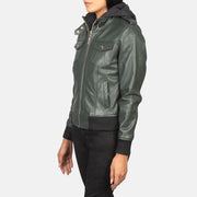 
Roslyn Hooded Кожаный бомбер для Женщин – alternate product view 2