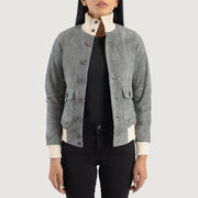
Knit Rib & Hem Craftsmanship Construction Detail on Sasha A1 Black Suede Bomber Jacket