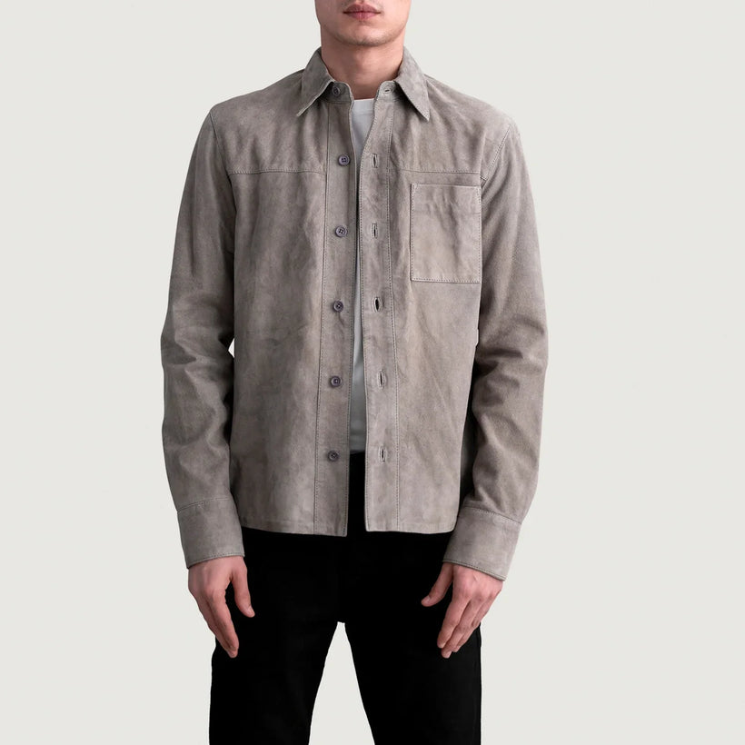 Scout Grey Suede Leather Shirt для Мужчин