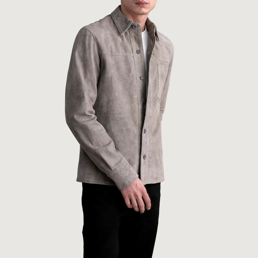 Scout Grey Suede Leather Shirt для Мужчин