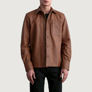 
Scout Matte Коричневый Leather Shirt для Мужчин in Matte Brown Cowhide Leather - Вид спереди и приталенный силуэт | Купить в официальном онлайн-магазине
