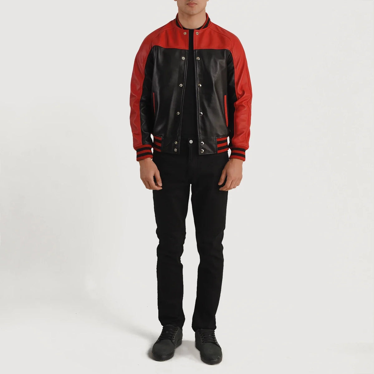 
Terrance Черный Varsity Кожаная куртка для Мужчин – alternate product view 5
