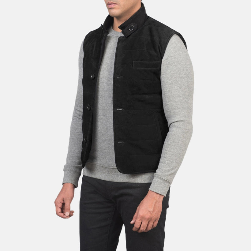 Tony Черный Suede Vest для Мужчин